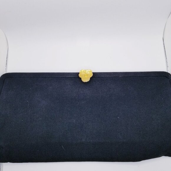 60s Vintage Extra Long Black Gaberdine Clutch - Picture 1 of 5